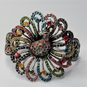 Big Peacock Hinged Bangle Bracelet